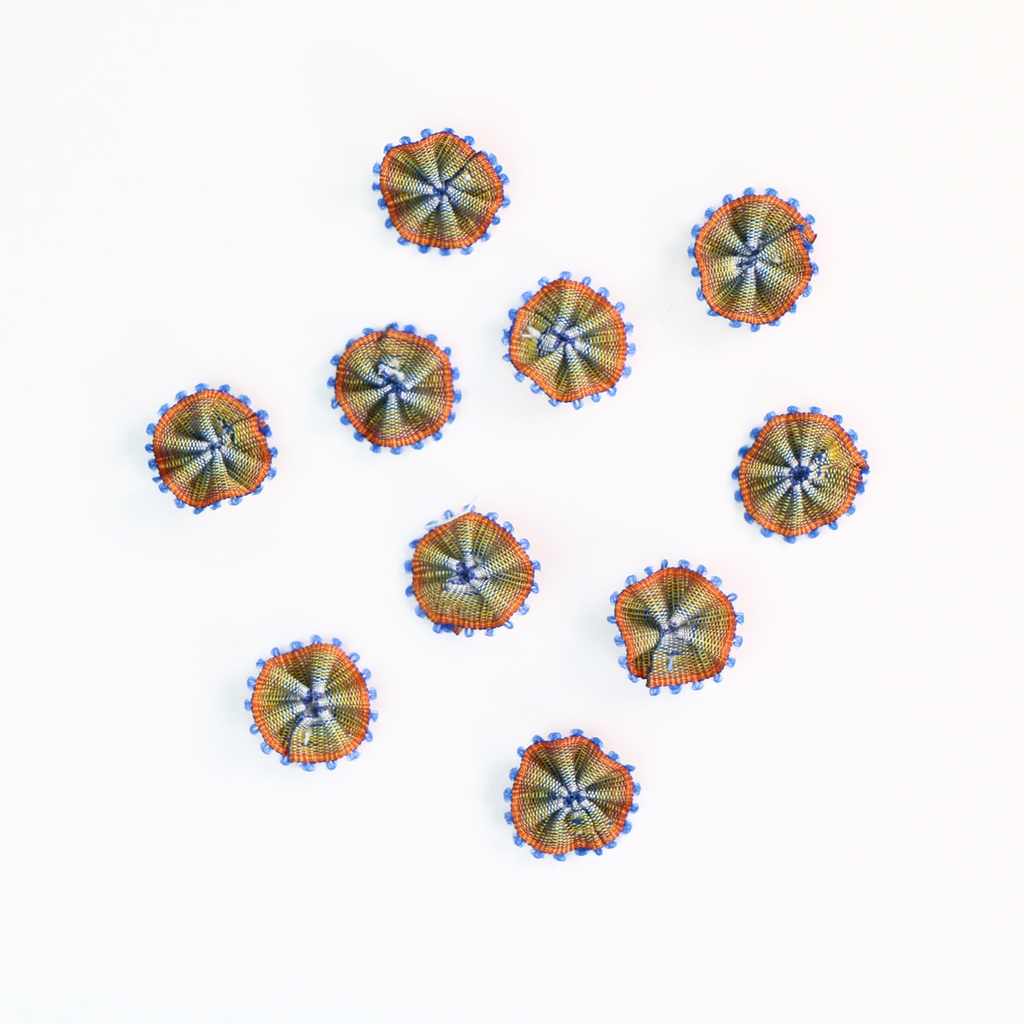 [APQ_ORF-15] Corn Flower, 10 Pack, 9/16" Ombre Ribbon Flowers