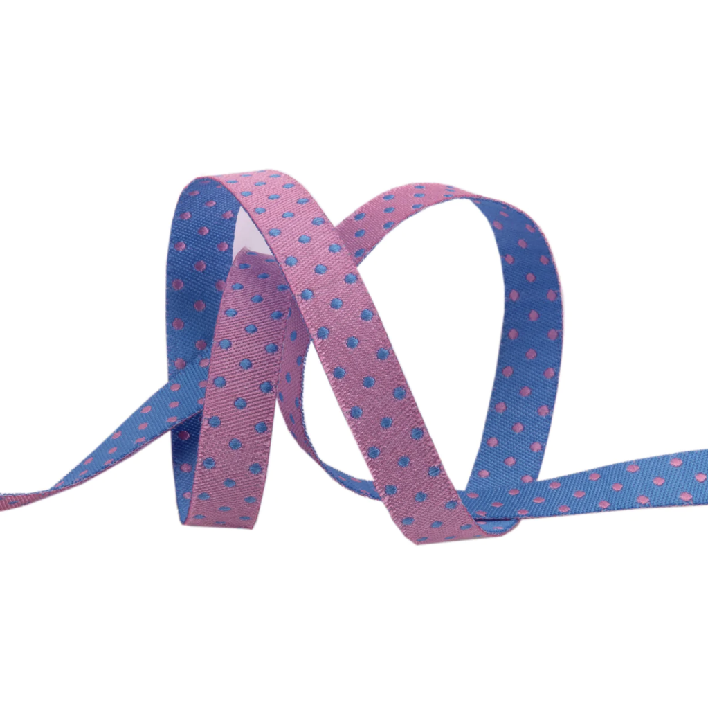 [TK-105D-10-4] Ribbon Yardage - Reversible Dots Sky (3/8")
