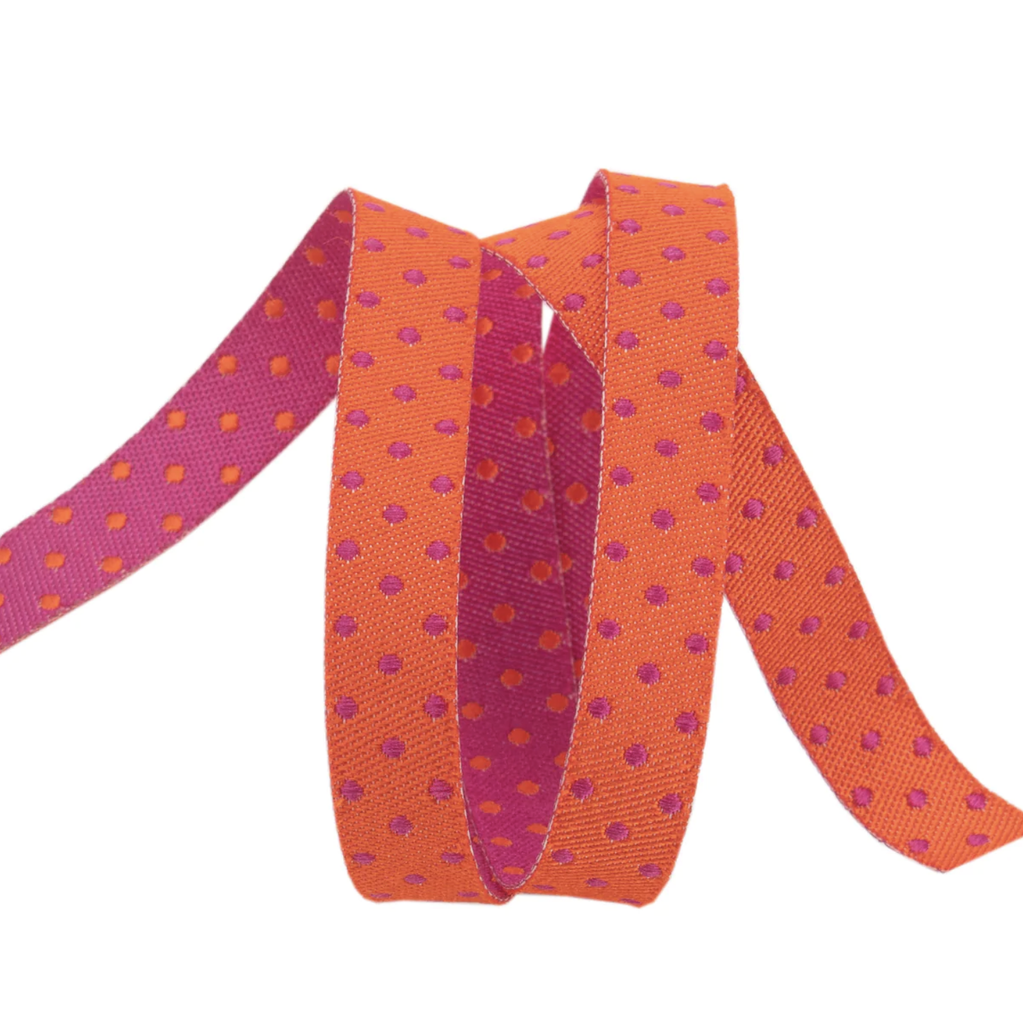 [TK-105D-10-3] Ribbon Yardage - Reversible Dots Thistle (3/8")