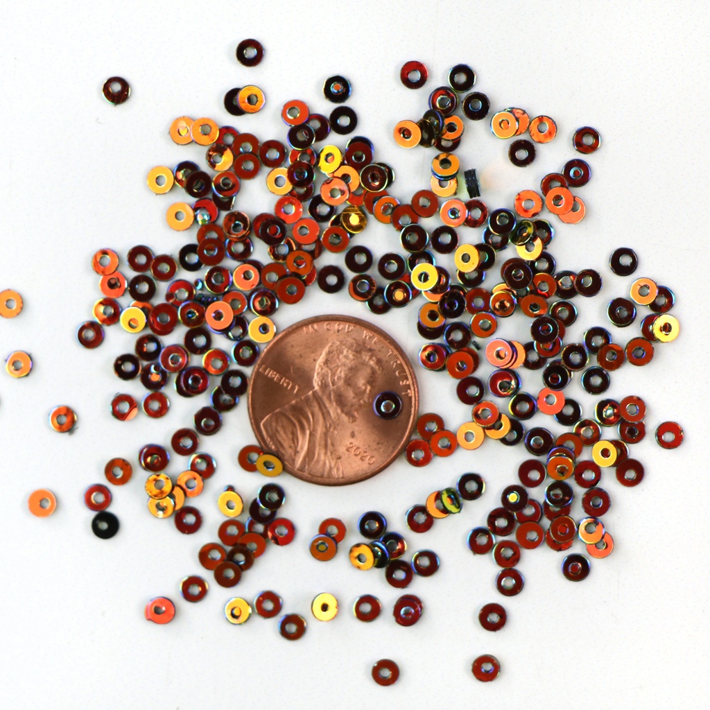 3mm Flat Sequins, Red with Green & Gold Lights