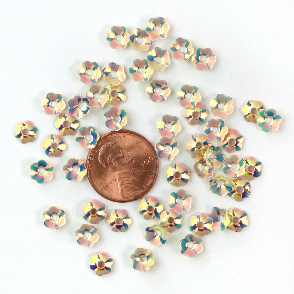 8mm Flower Sequins,  Antique Pink with Green Copper Lights