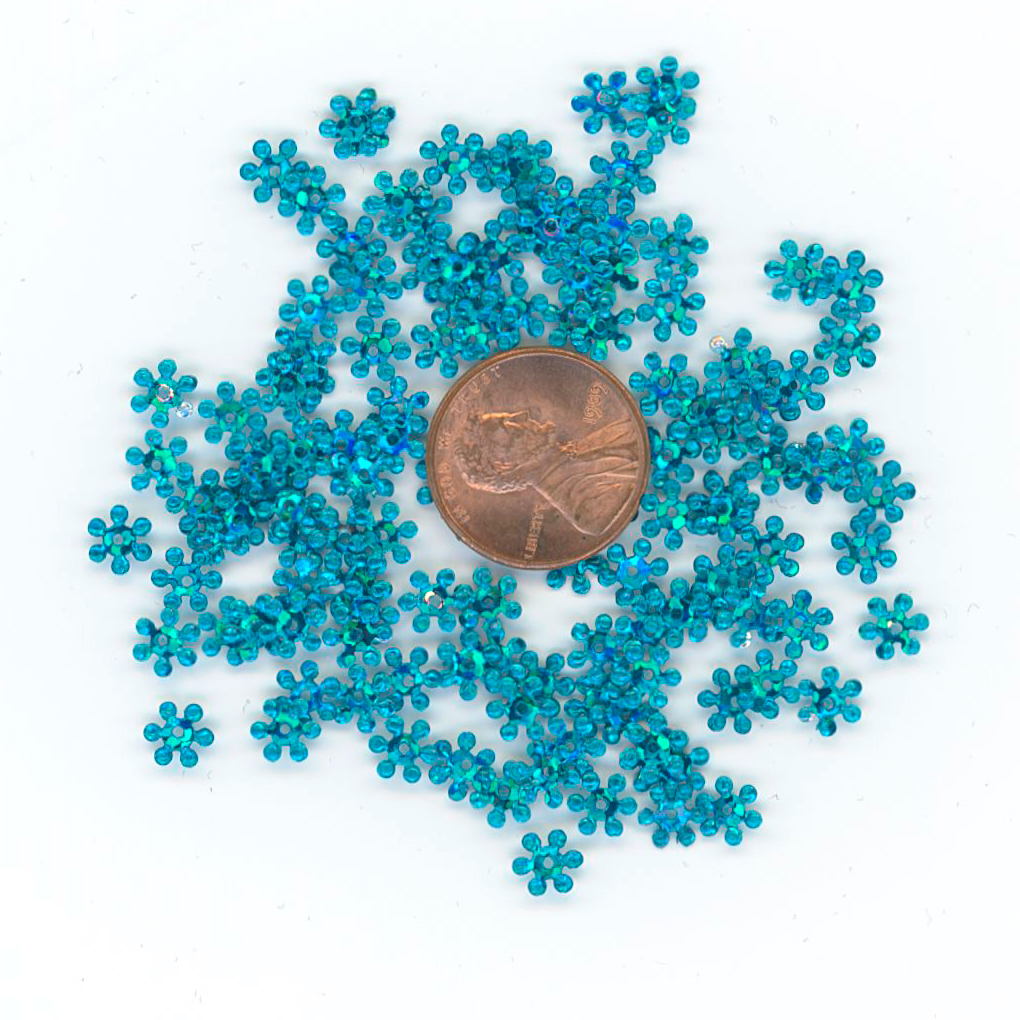 8mm Snowflake Sequins, Bright Blue