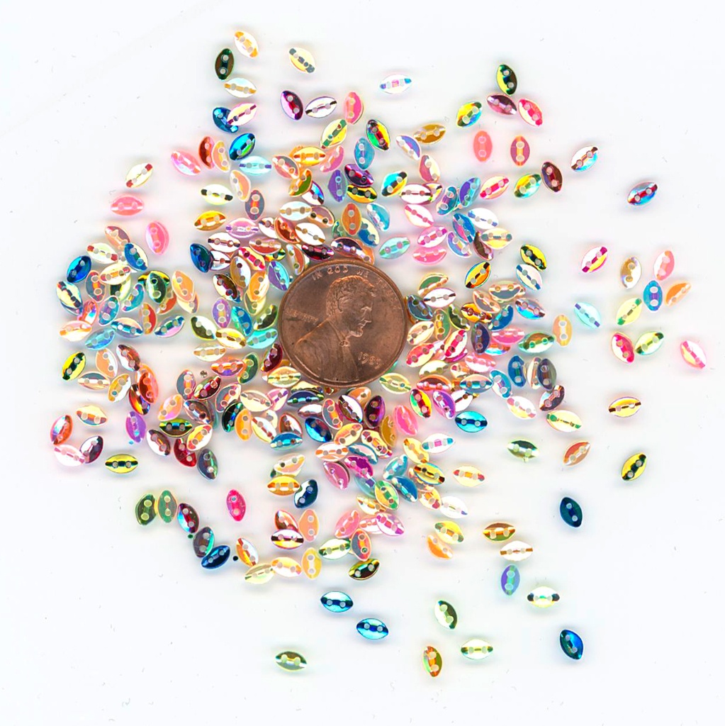 6mm x 3mm Folded Leaf Sequins, Multi Lights