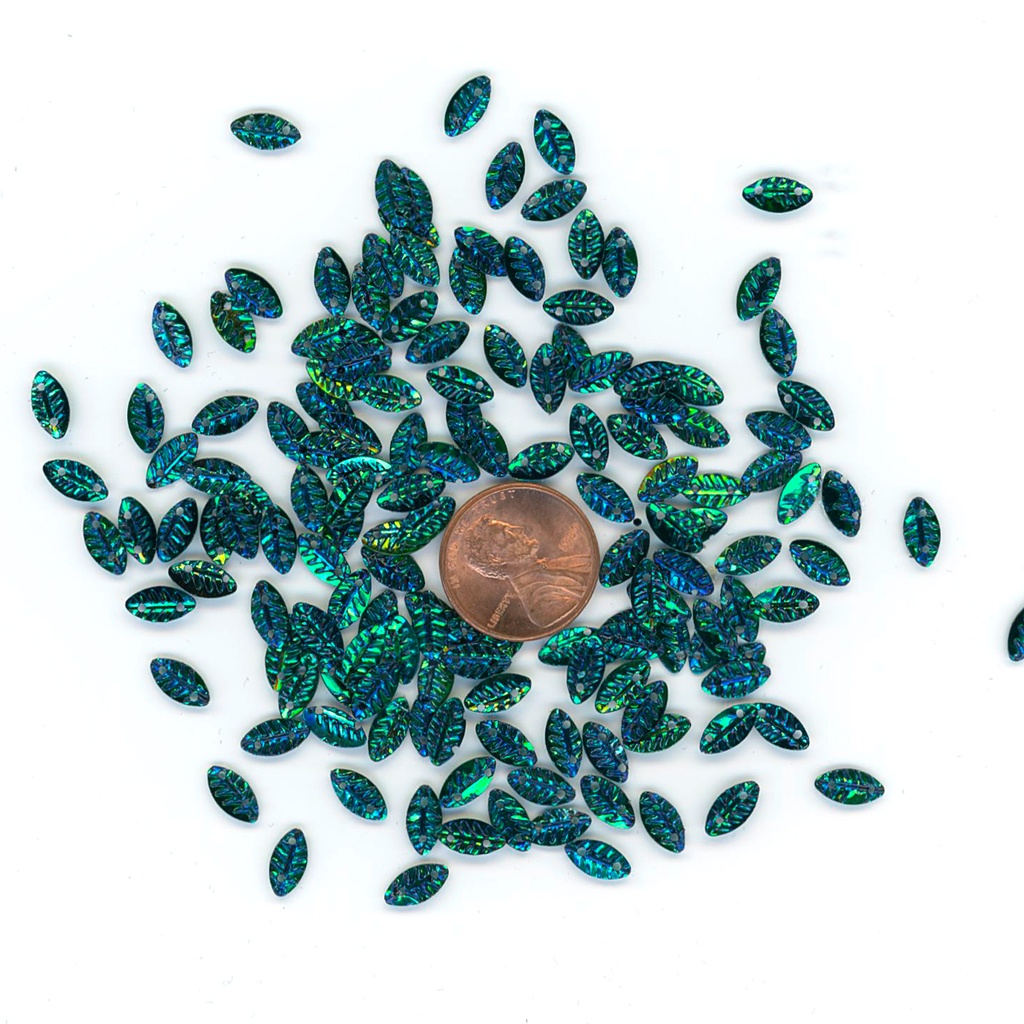 10mm x 5mm Leaf Sequins, Green