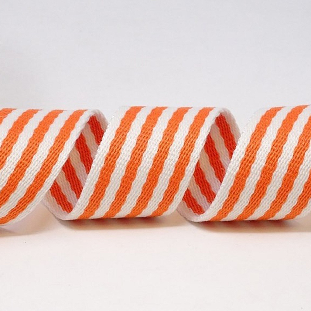 [BTB_RUB1912-149] 38mm Striped Webbing (Orange & White)
