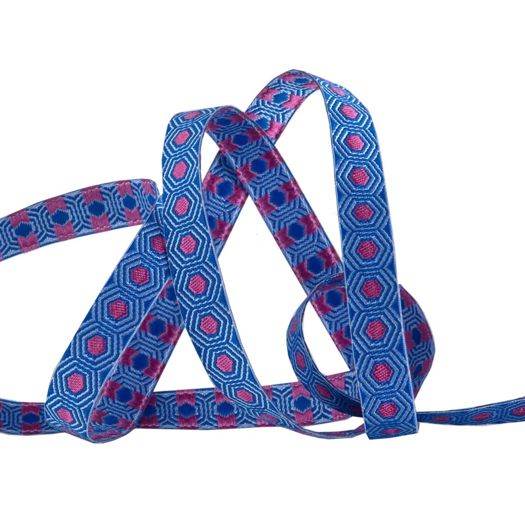 Ribbon Yardage - Pink Tortoise Dots on Light Blue