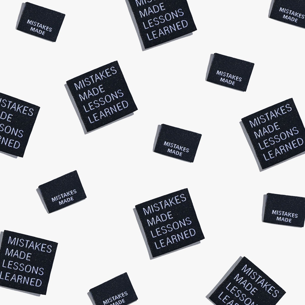 ​"Mistakes Made Lessons Learned" Woven Labels, 6pk