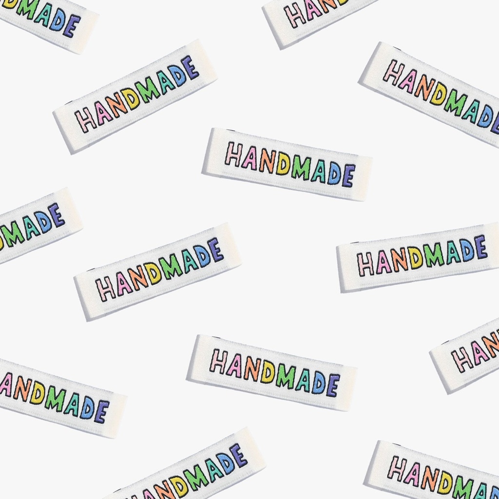 ​"Handmade" Rainbow Woven Labels, 6pk