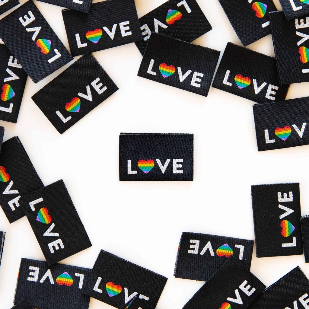 "Love Pride Heart" Sewing Woven Labels, 8pk