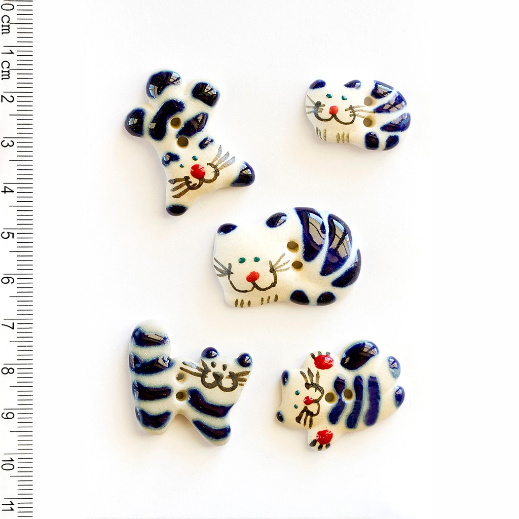 [L36] Blue Fun Cats Buttons