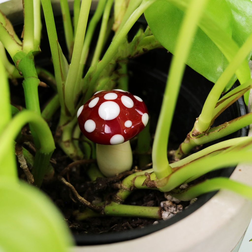 [TKG-432s] Glass Mushroom Plant Spike (Red)