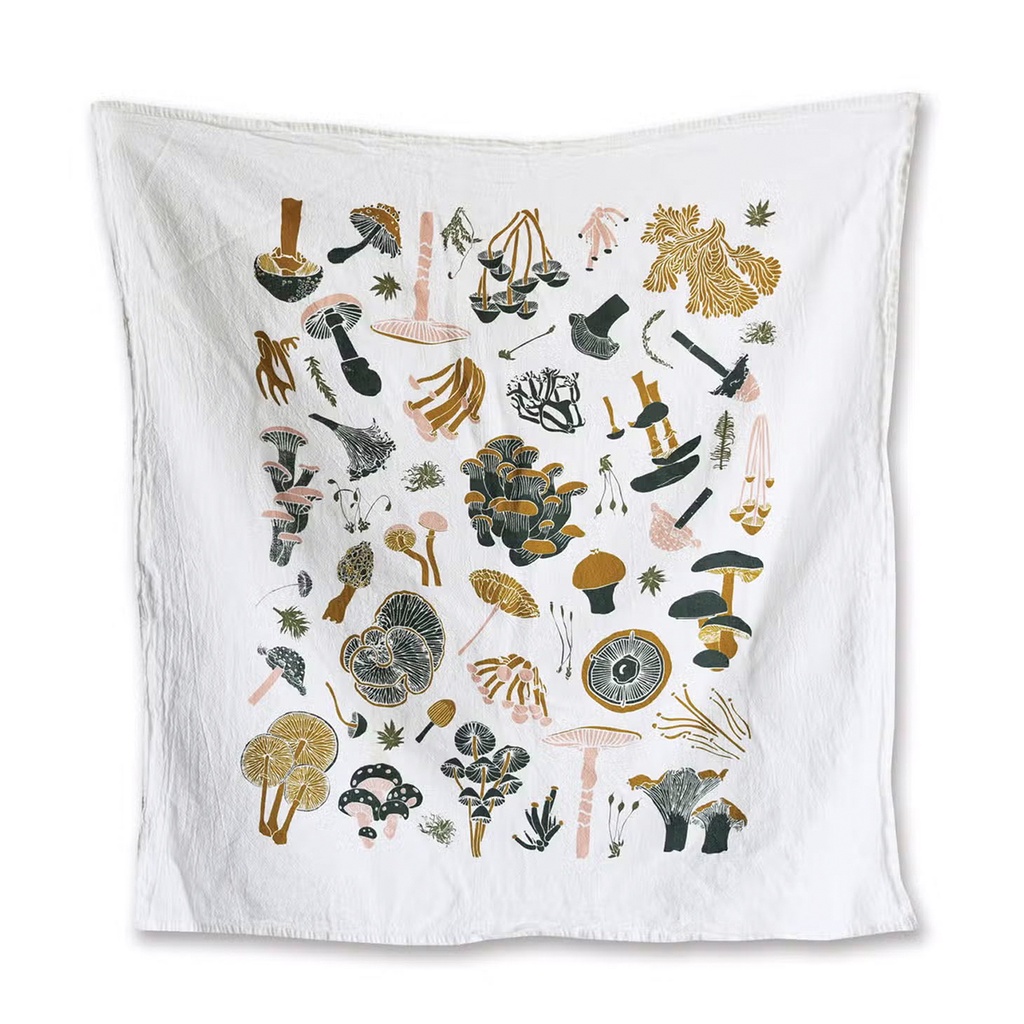 [FSWP232] Flour Sack Dish Towel (Mushrooms)