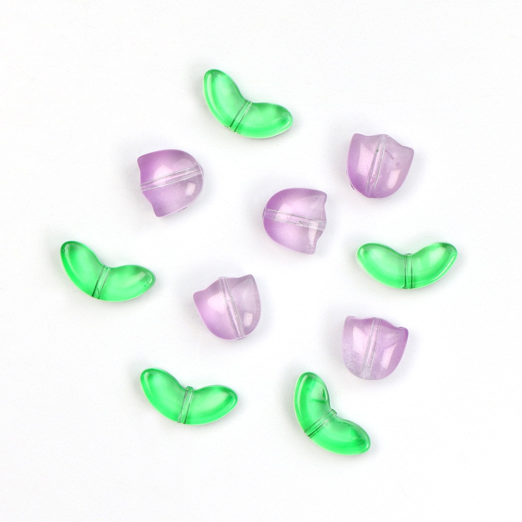 [JBD_111] ​Purple, Tulip Flower & Leaf Bead Pack