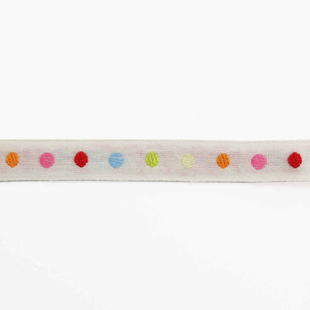Ribbon Yardage: Multi Dots on White