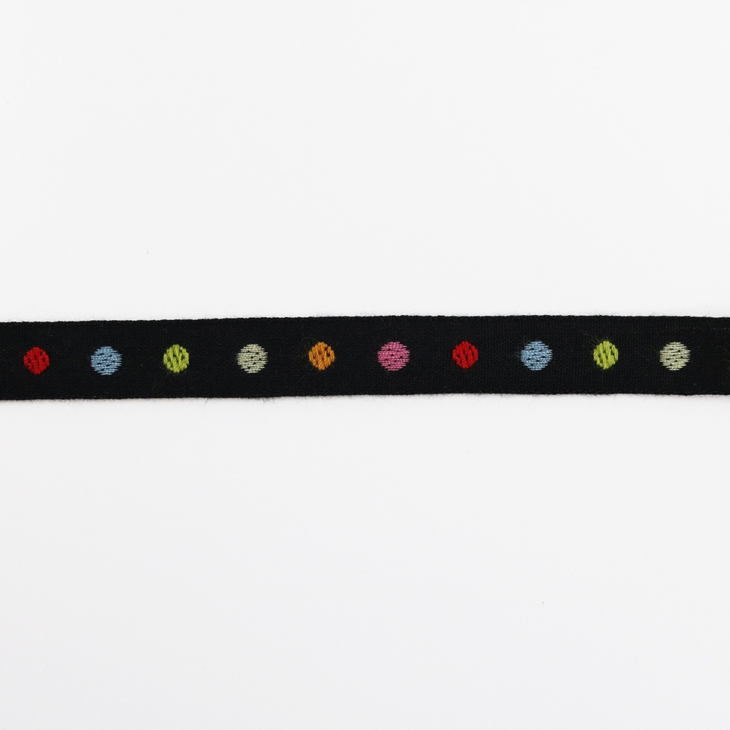 [RBYD_44-009] Ribbon Yardage: Multi Dots on Black (1/2")