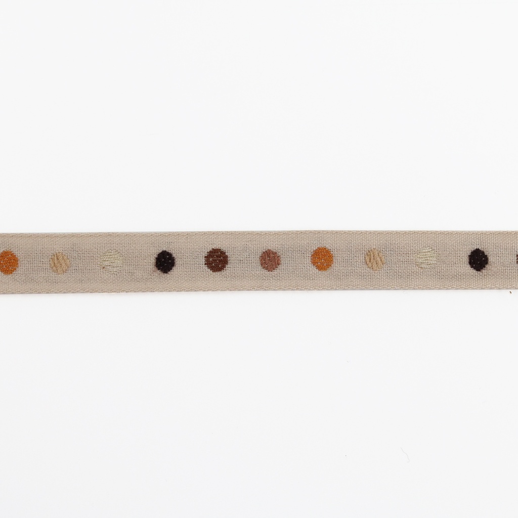 [RBYD_44-042] Ribbon Yardage: Multi Dots on Natural (1/2")