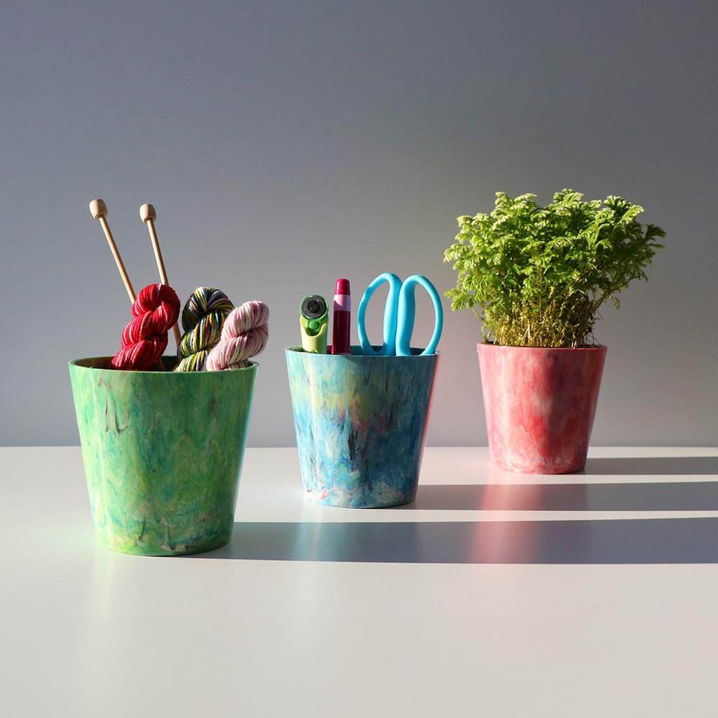 [4HDPE-SG] 4" Recycled HDPE Pot (Shades of Green)