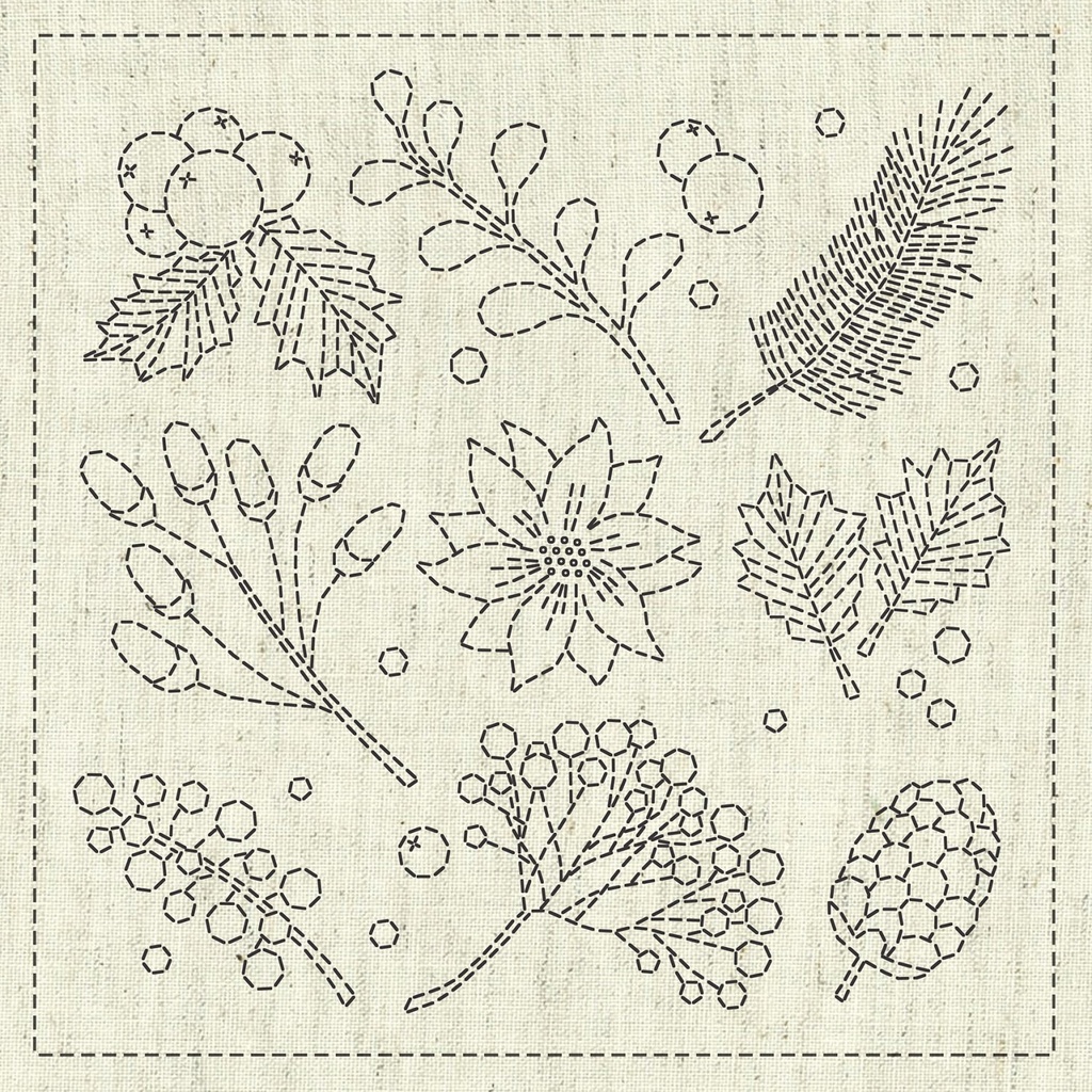 [KF2022-40] Sashiko Cloth - Little Gathering