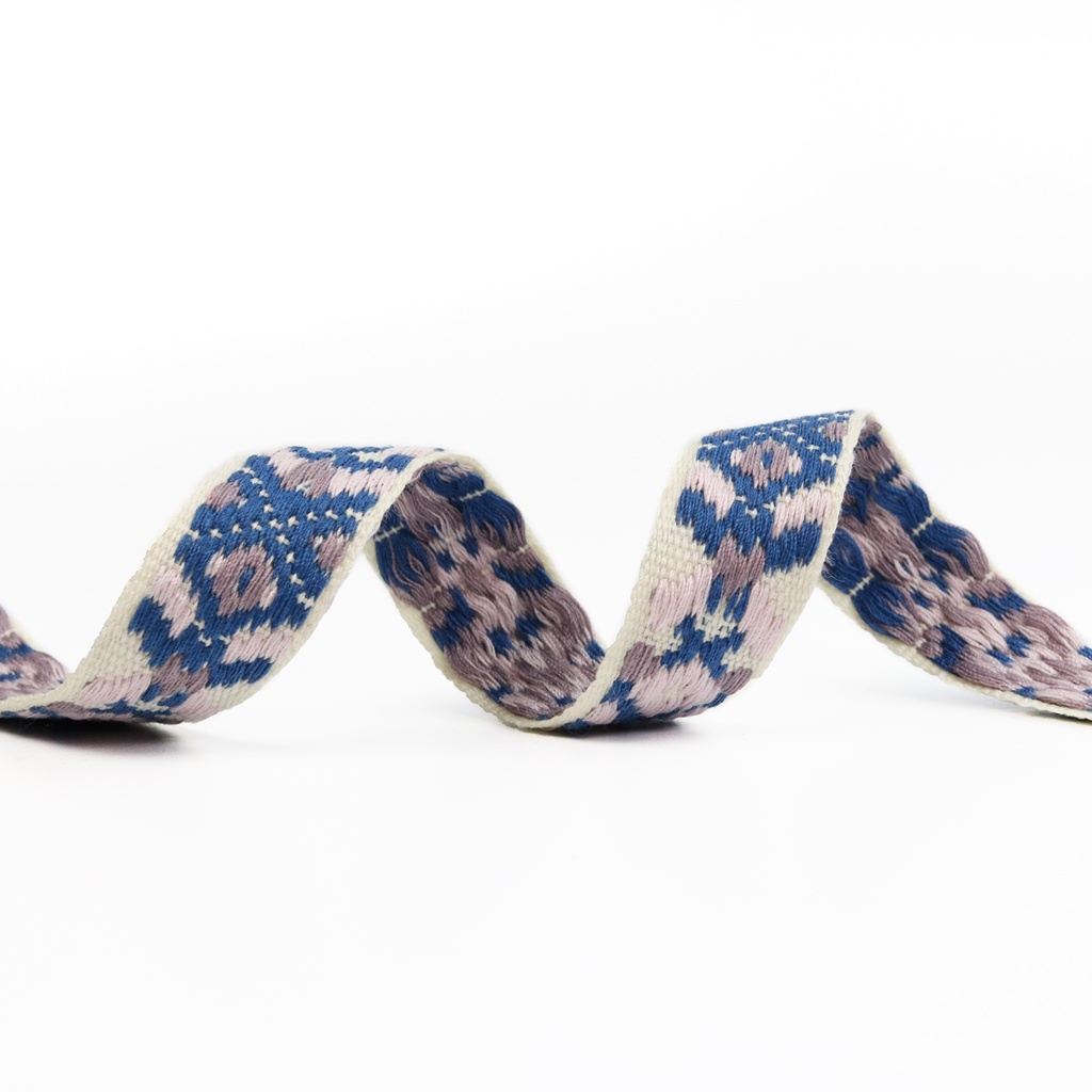 [RBYD_190553] Ribbon Yardage - Baltic Band, Cobalt and blush