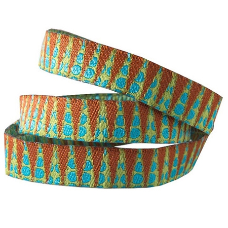 Gold Stems On Blue Dots Ribbon