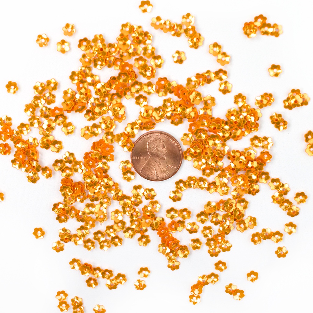 5mm Flower Sequins, Orange