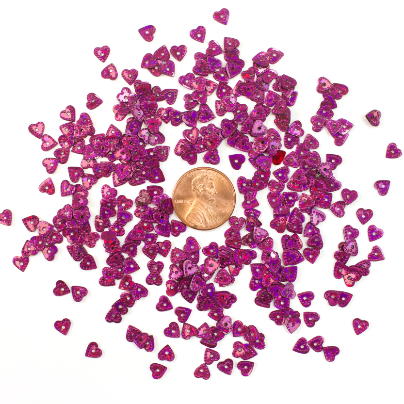 [S161] 6mm Heart Sequins, Magenta