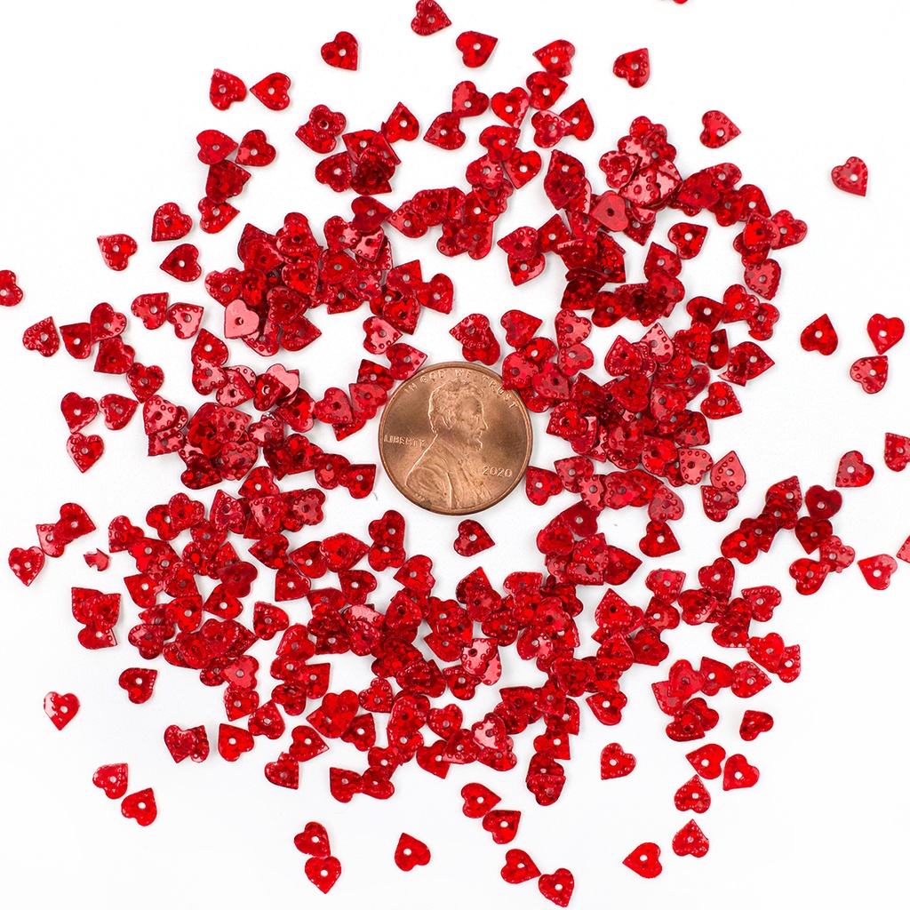 6mm Heart Sequins, Red