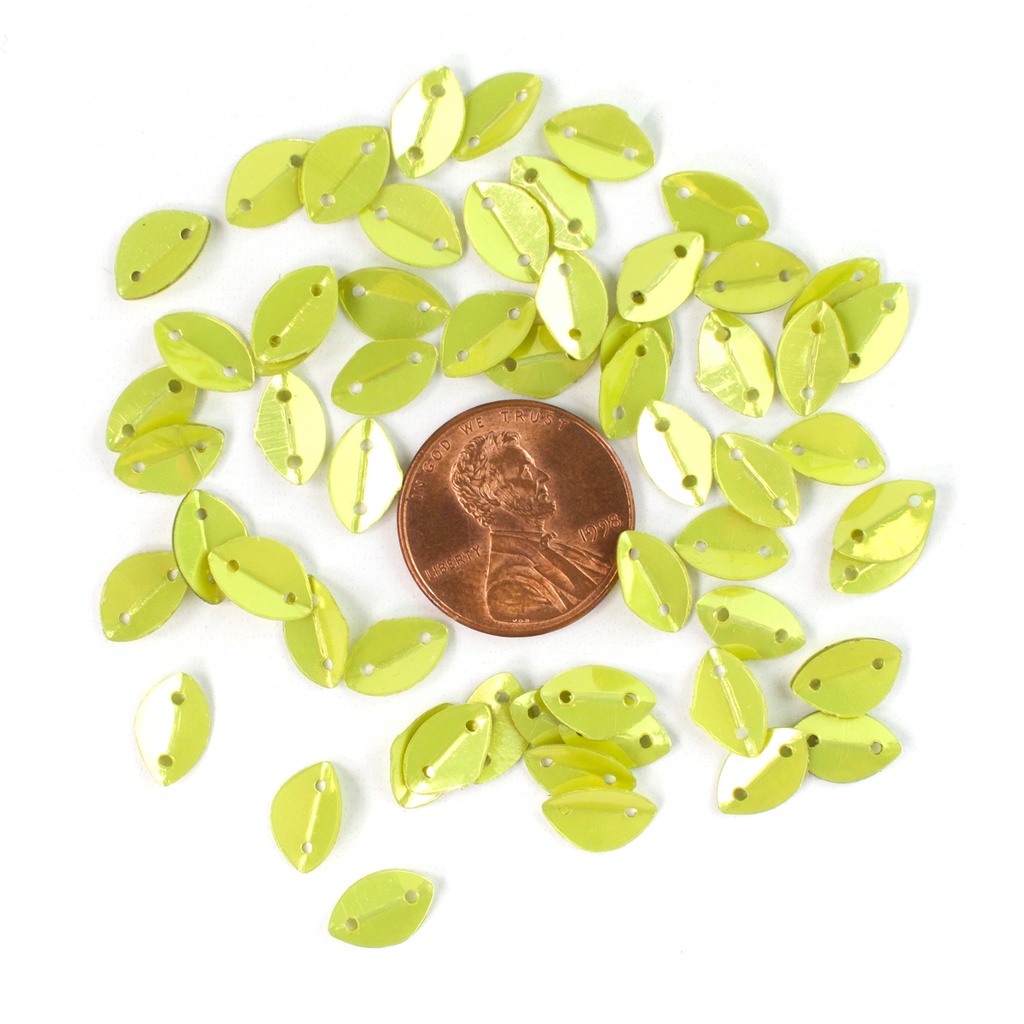 10mm x 6mm Leaf Sequins, Lime Chartreuse