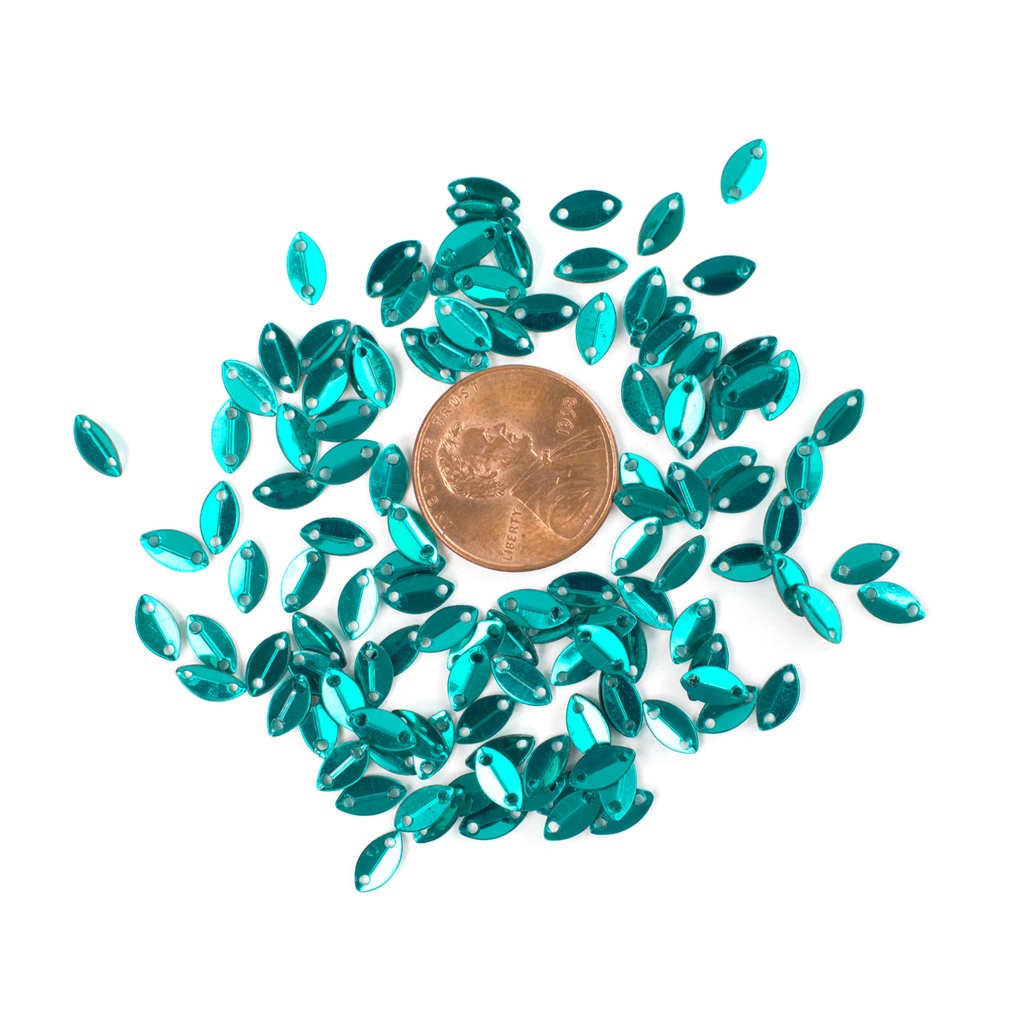 [S274] 7mm x 4mm Leaf Sequins, Emerald Green