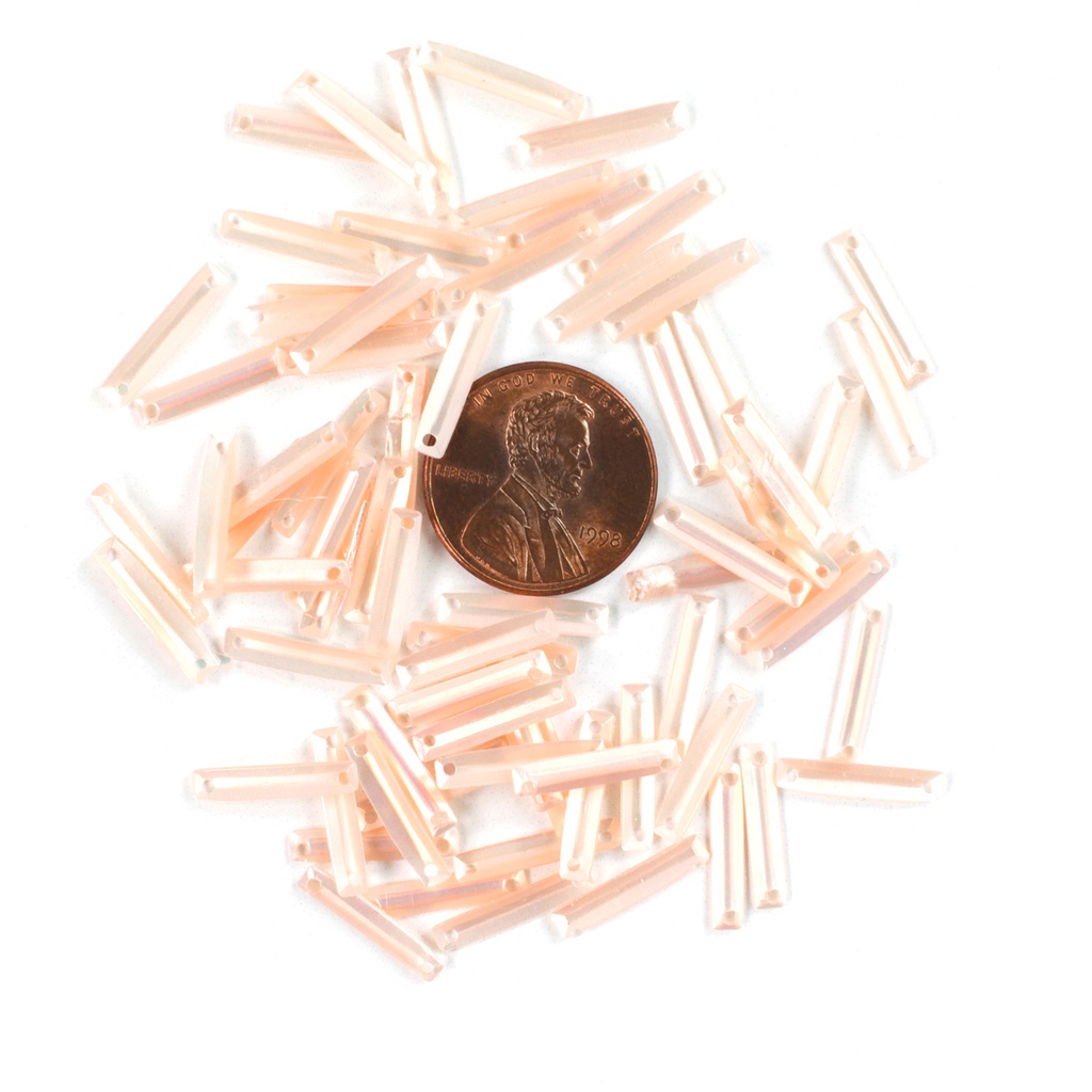 [S251] 15mm x 3mm Rectangle Sequins, Light Apricot with Pink & Cream Lights