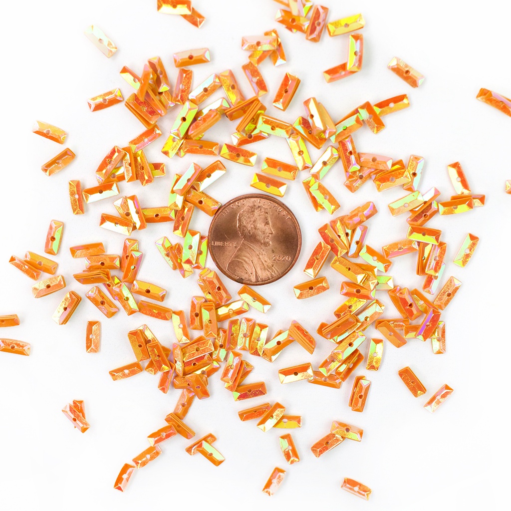8mm x 3mm Rectangle Sequins, Apricot with Green & Gold Lights