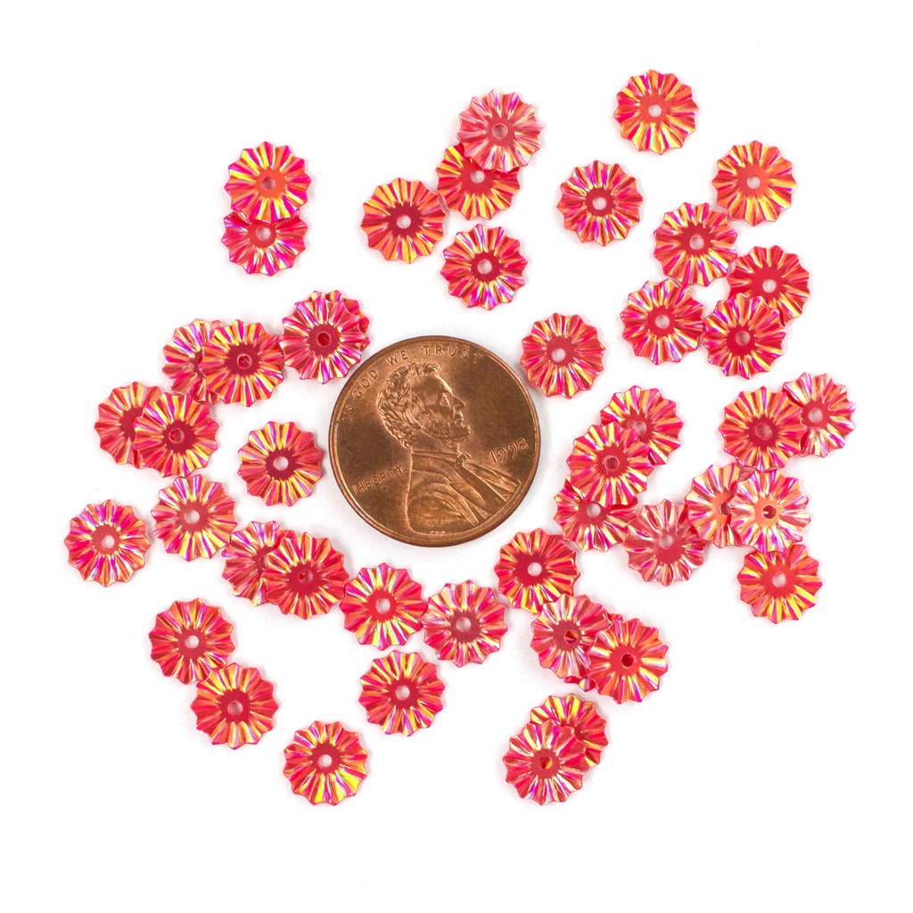 8mm Roundwheel Sequins, Red with Copper & Gold Lights