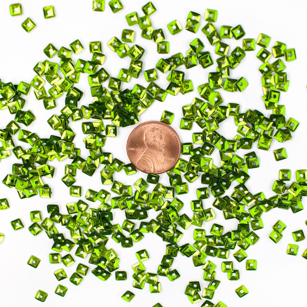 4mm Square Sequins, Green