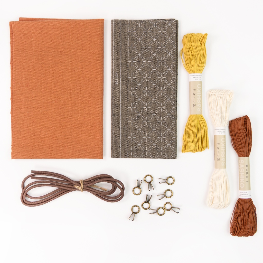 [KT_HNP22-2] Sashiko Drawstring Bag Kit (Brown)