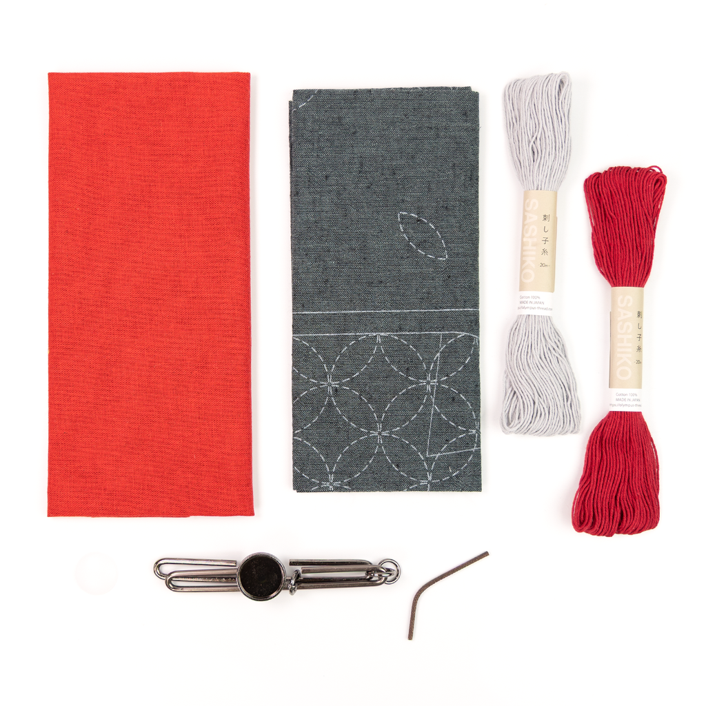 Sashiko Side Clasp Pouch Kit
