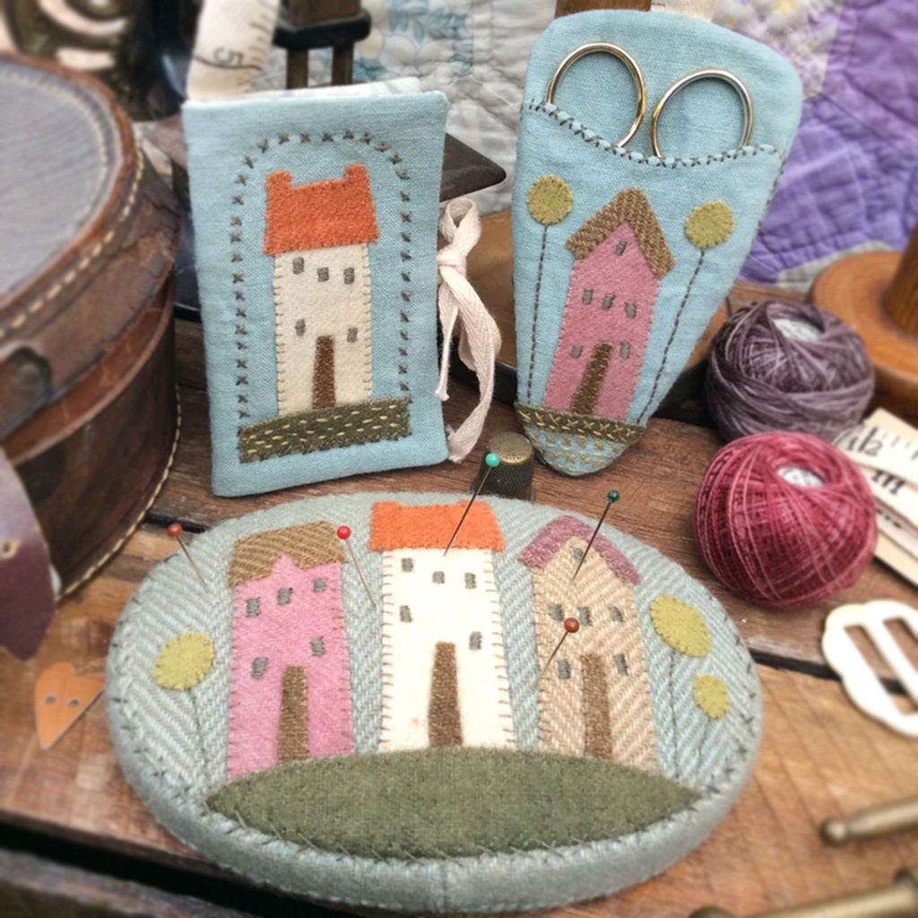Village Sewing Trio in Wool Pattern, Anni Downs