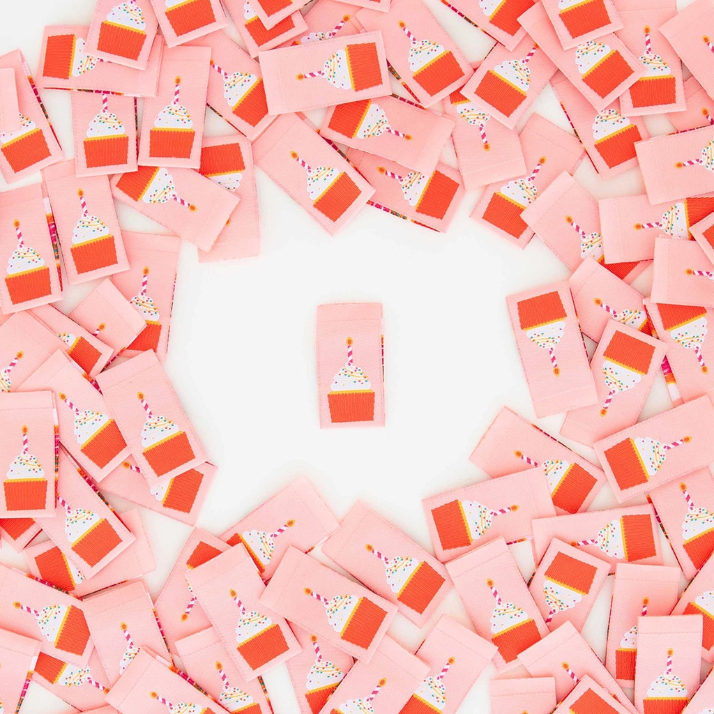 Birthday Party Cupcake Woven Labels, 8pk