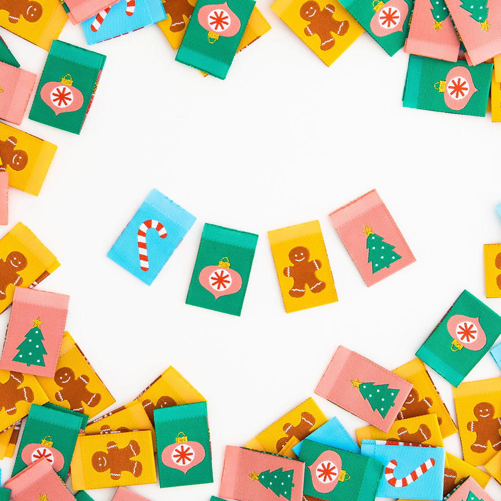 [SHWL_LP147] Christmas Holiday Woven Labels, 8pk