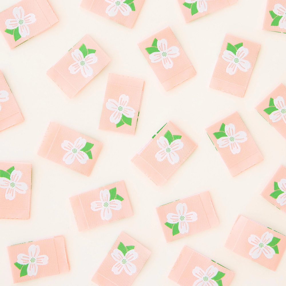 [SHWL_LP193] Dogwood Blossom Woven Labels, 8pk