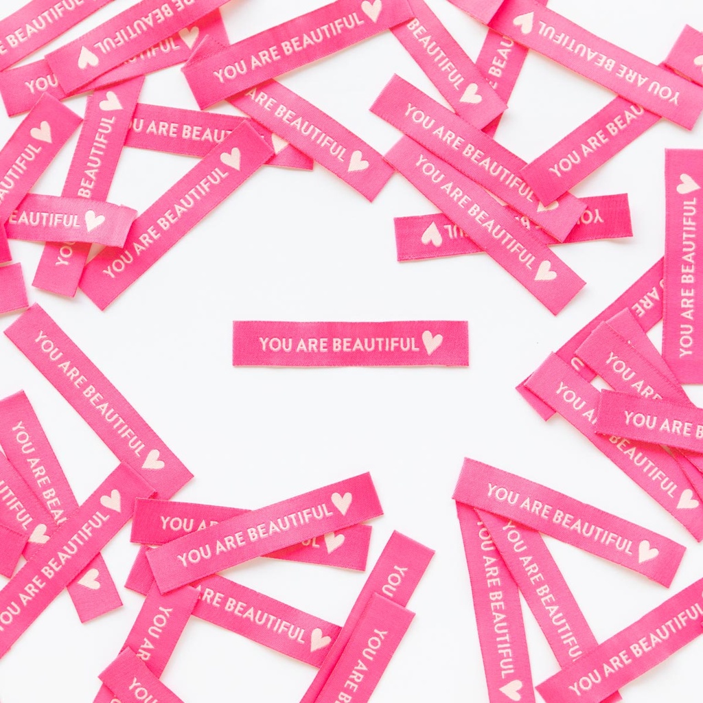 "You Are Beautiful" Woven Labels, 8pk