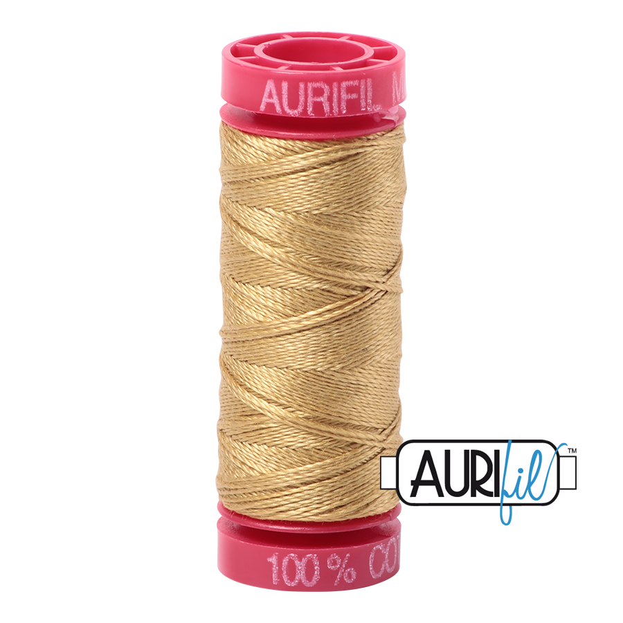 Aurifil 12wt Cotton, Mako' 50m Spool, Light Brass (#2920)
