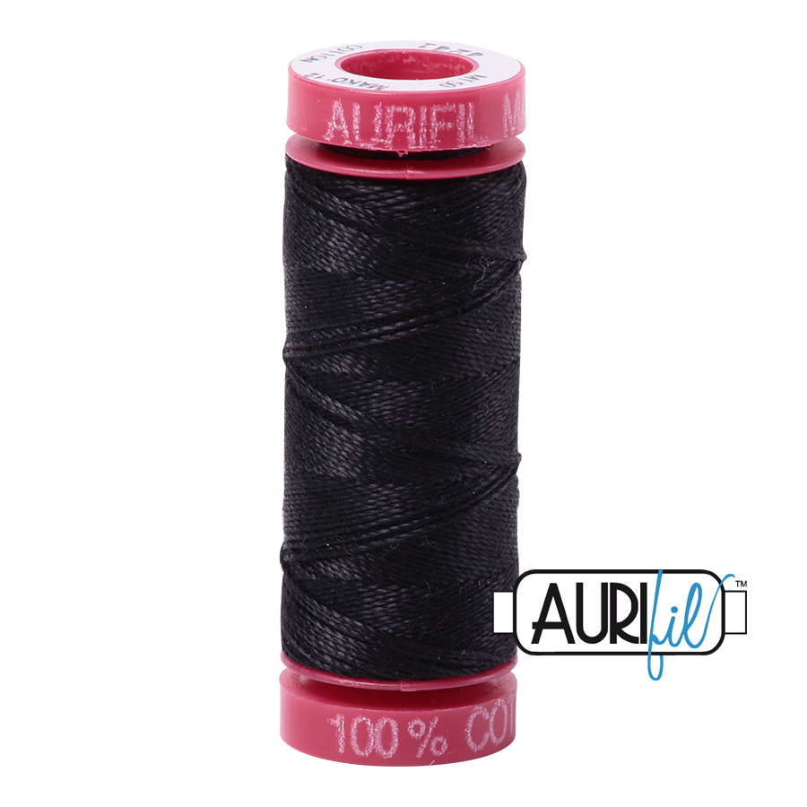 Aurifil 12wt Cotton, Mako' 50m Spool, Very Dark Grey (#4241)