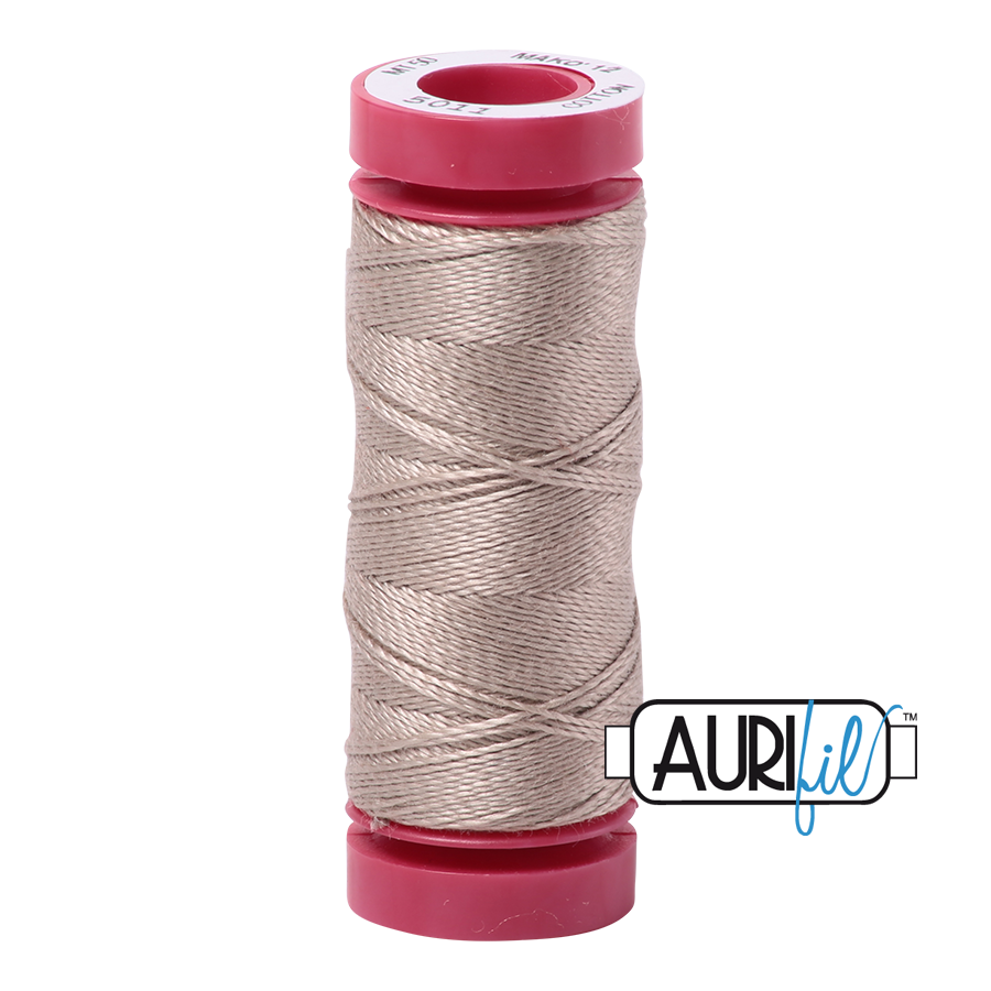 Aurifil 12wt Cotton, Mako' 50m Spool, Rope Beige (#5011)