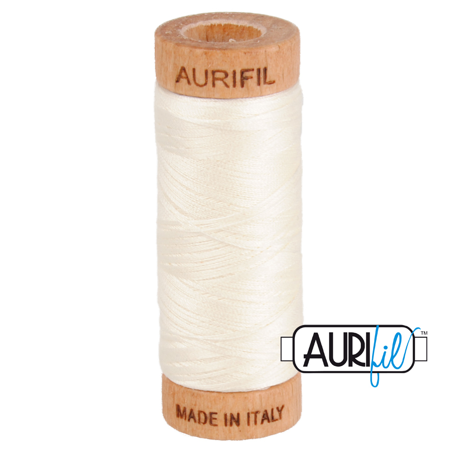 Aurifil 80wt Cotton, Mako' 280m Spool, Chalk (#2026)