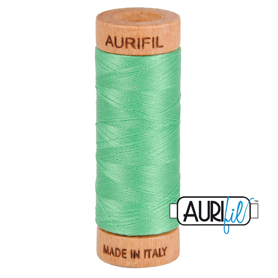 Aurifil 80wt Cotton, Mako' 280m Spool, Light Emerald (#2860)
