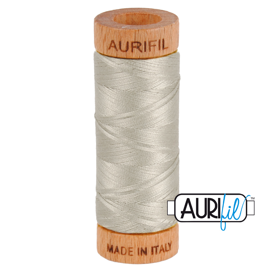 Aurifil 80wt Cotton, Mako' 280m Spool, Light Grey (#5021)