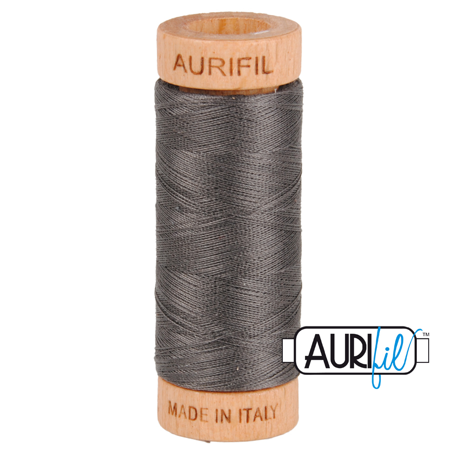 Aurifil 80wt Cotton, Mako' 280m Spool, Dark Pewter (#2630)
