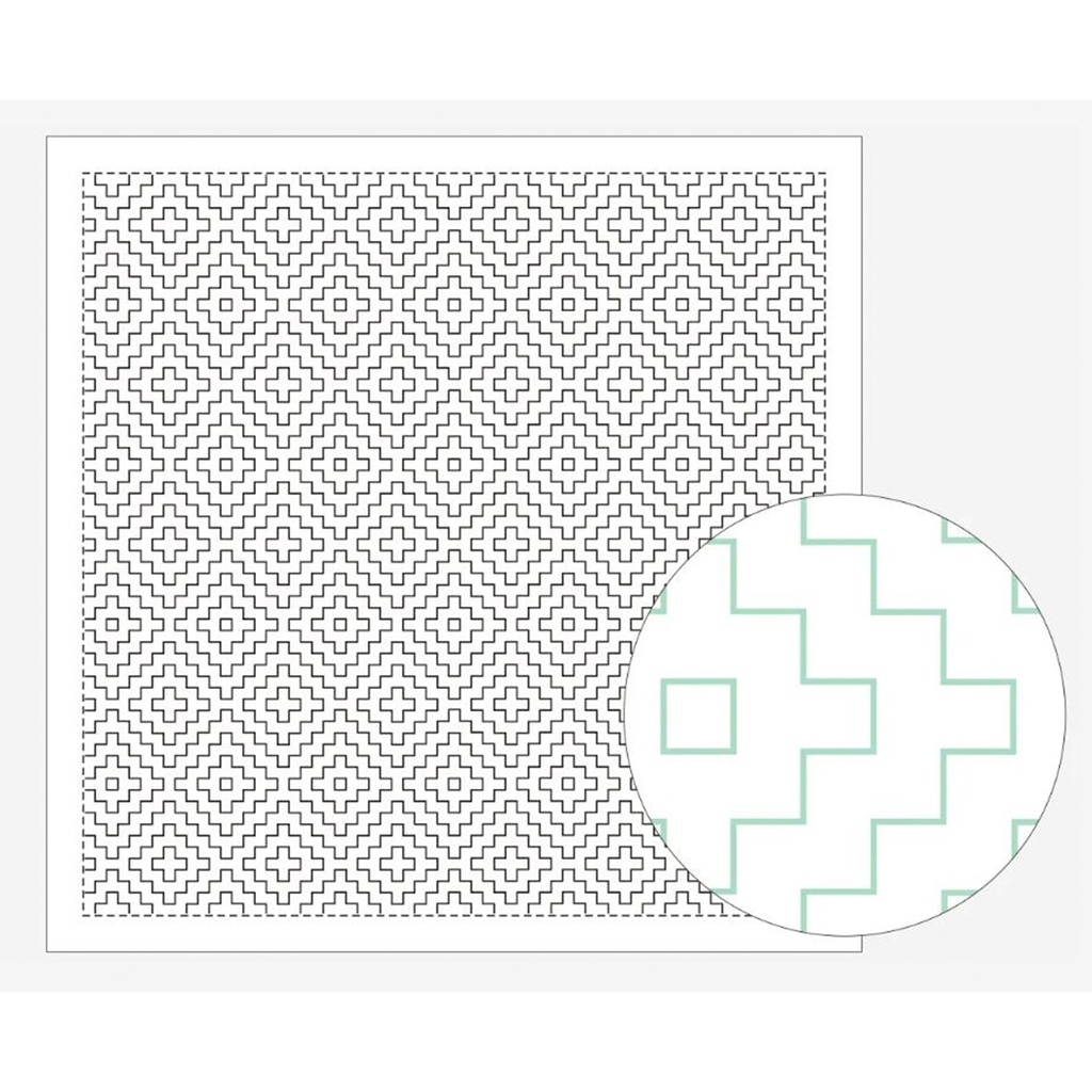 Persimmon Leaf, Sashiko Cloth, White