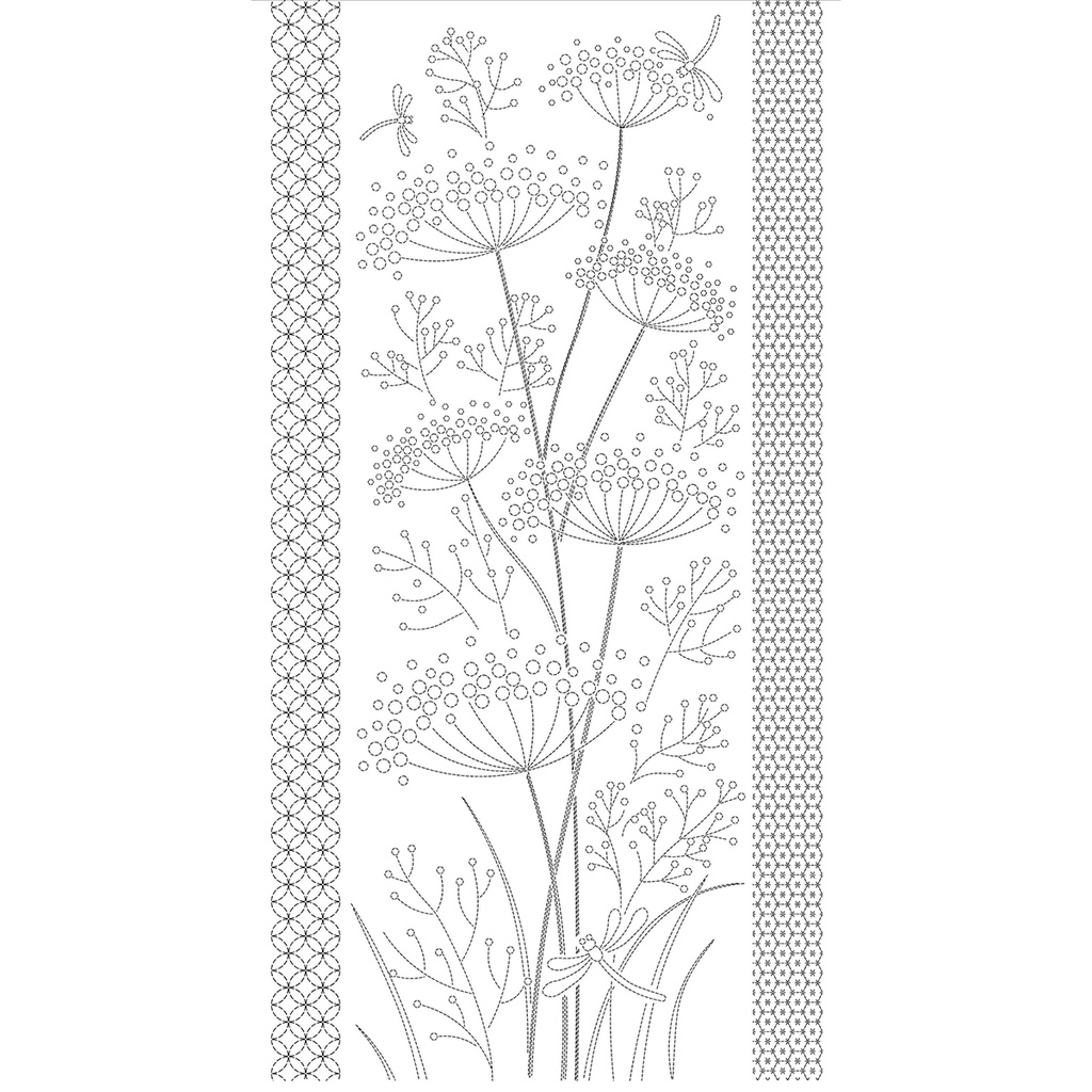 Dragonflies & Fennel, Sashiko Cloth, Navy