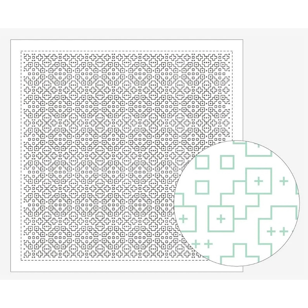 [8430-1165] Flat Glass Marbles, Sashiko Cloth, White